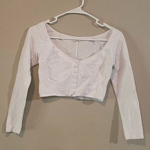 John Galt Long Sleeve Scoop Neck Crop Top in White